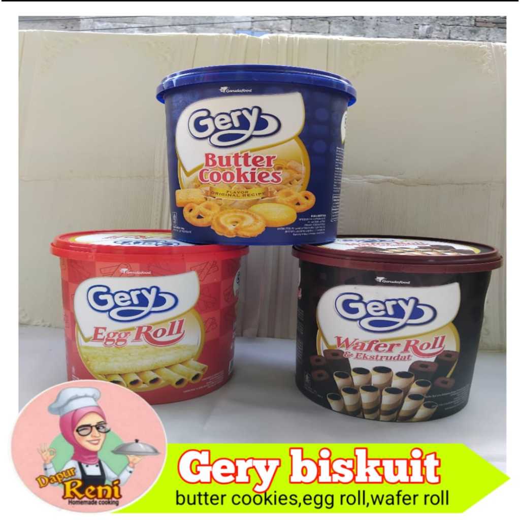 

Gery biskuit butter cookies,egg roll,wafer roll kemasan jar