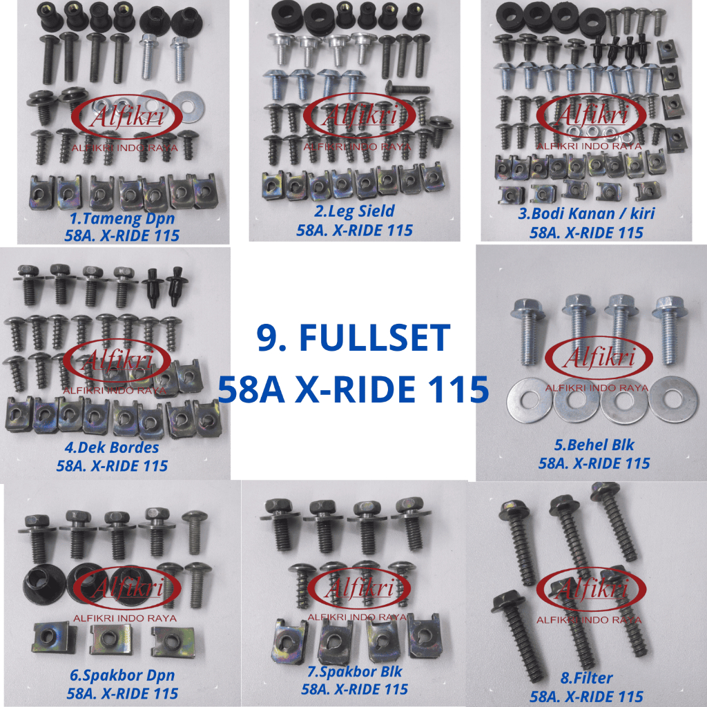 58A X-RIDE 115 Baut Lengkap Full Set Body Yamaha X-RIDE 115 / Baut Lengkap Fullset Bodi Yamaha X-RID