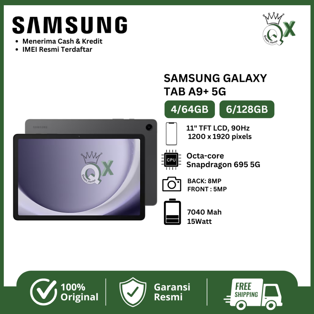 Samsung Galaxy Tab A9+ 5G RAM 4/64GB 6/128 8/128 Garansi Resmi 12 Bulan