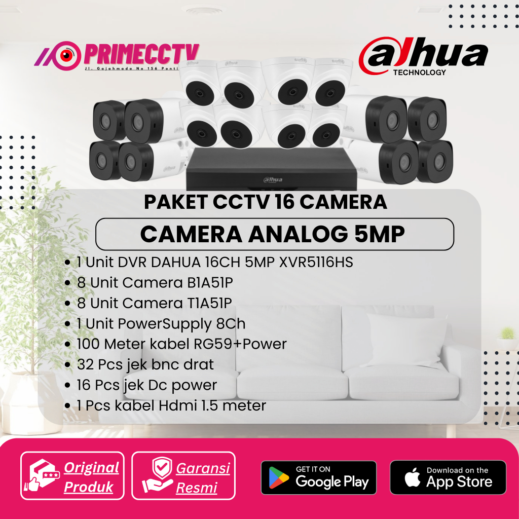 Paket cctv Dahua 16 Camera 5MP