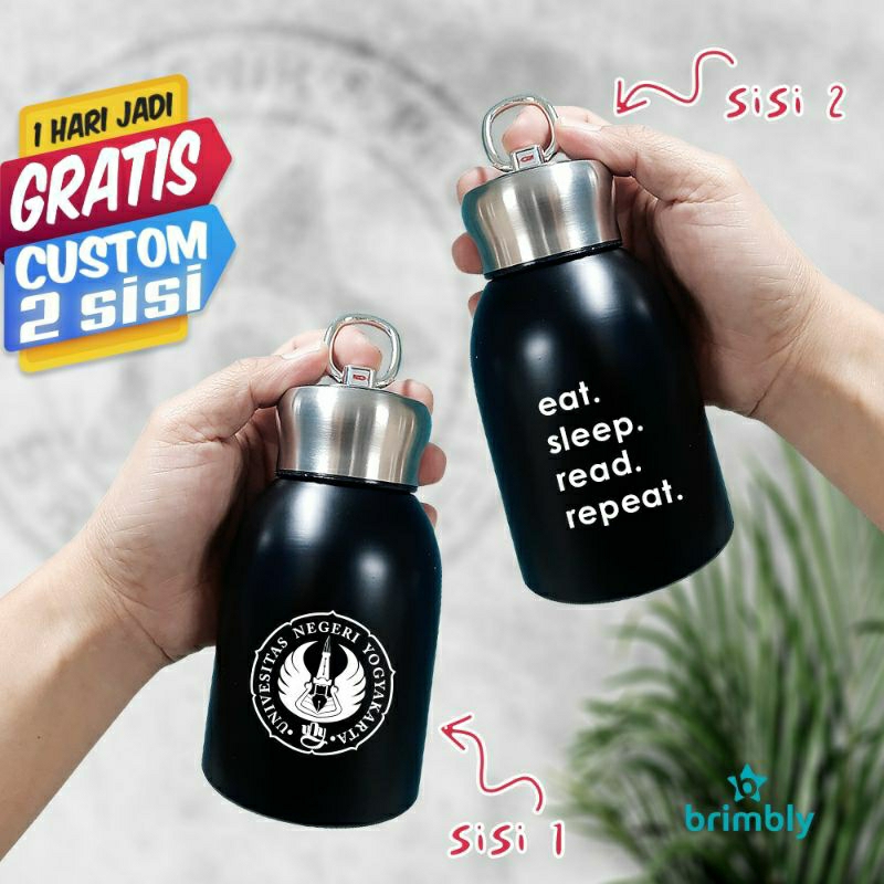 Termos Kopi mini tahan panas 300ml / tumbler mini gratis custom/ termos stainlees steel / souvenir p