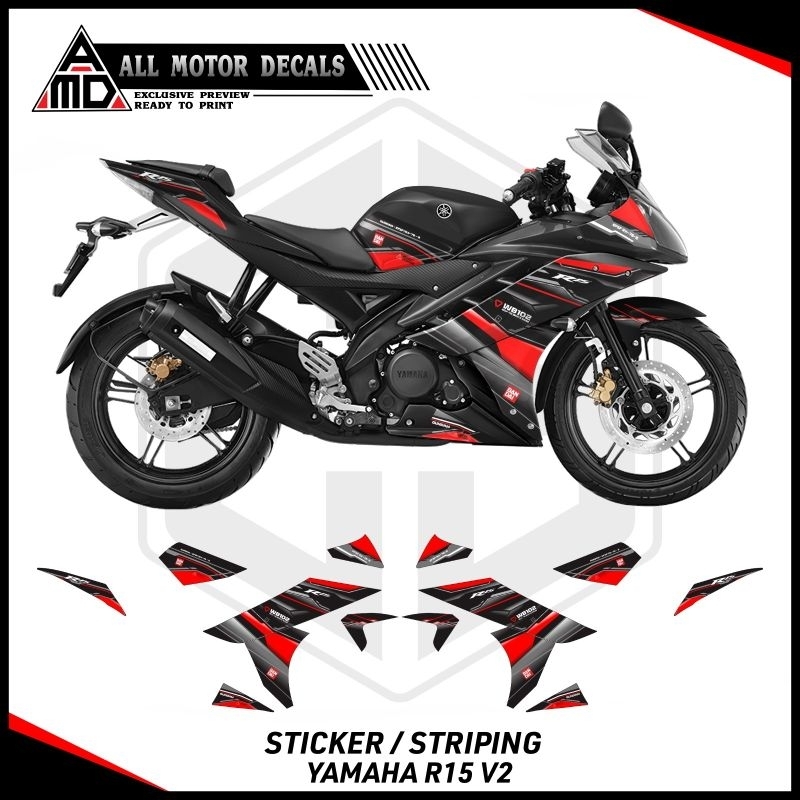 STICKER YAMAHA R15 V2 GRAFIS / STRIPING MOTOR R15 VERSI KE 2 / DECAL STIKER YAMAHA YZF R15 V2/ AKSES