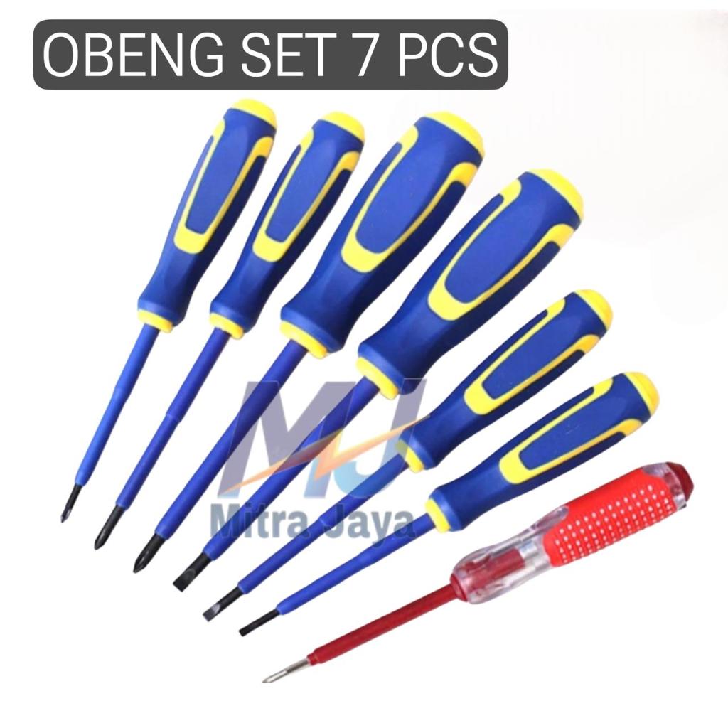 Obeng Listrik Set 7 Pcs Obeng Plus Minus Dan Tespen Obeng Set Tespen set
