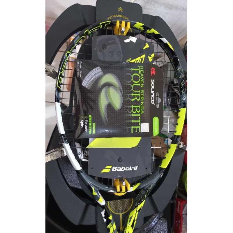 Senar raket Tenis solinco tour bite + pasang 4 simpul mesin Digital