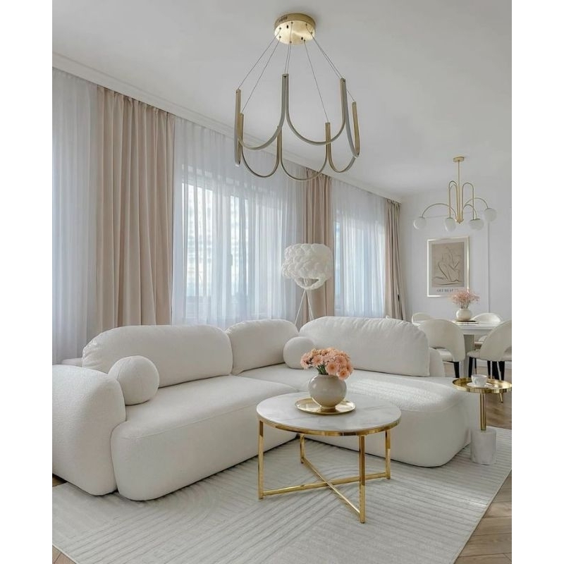 sofa ruang tamu santai warna putih polos desain mewah