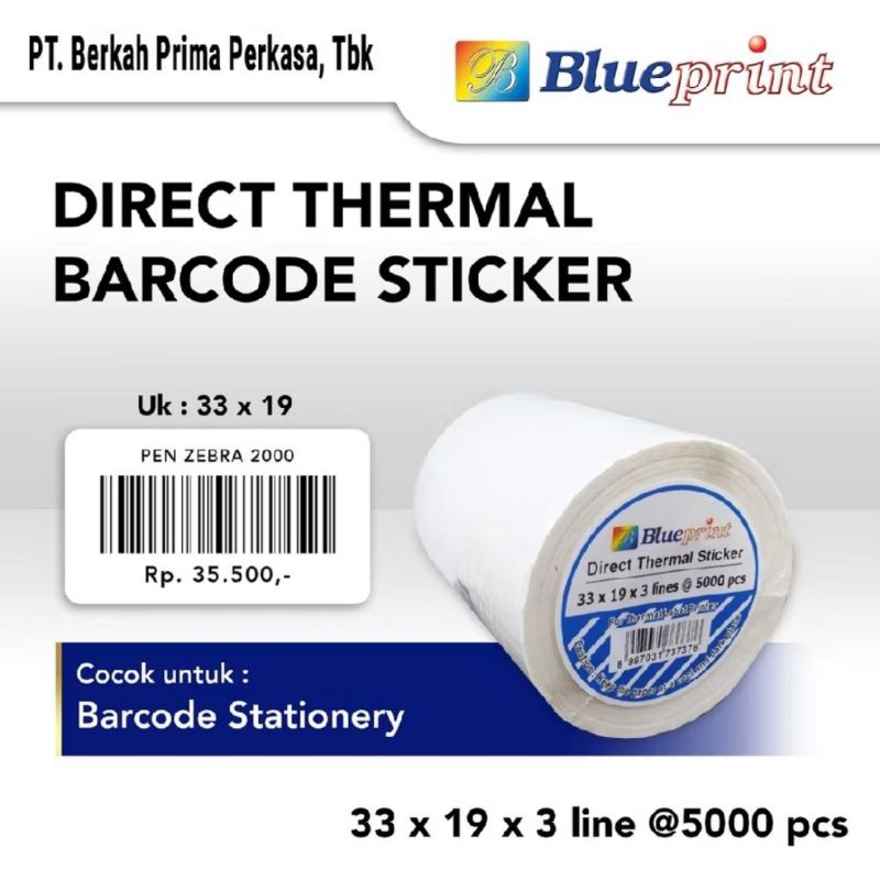 

Direct thermal sticker barcode 33 x 19 x 3line isi 5000pcs