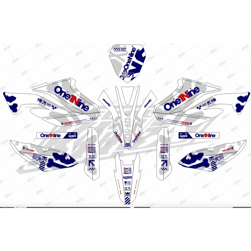 Decal stiker WR 155 motif oneonenine warna putih biru