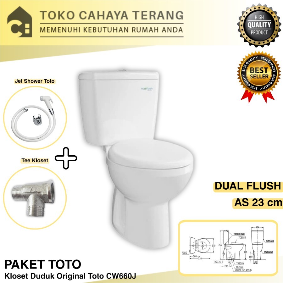 Paket Kloset Ruduk Toto CW660J Komplit / Kloset Toto / Kloset Set
