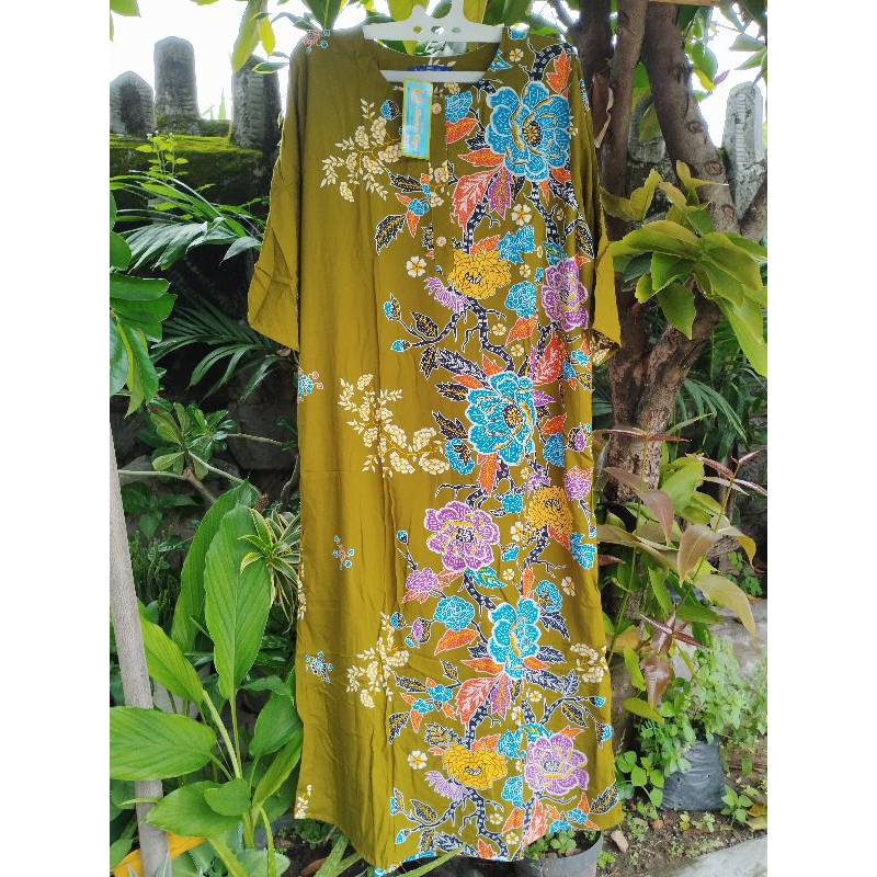 Daster Kencana Ungu Longdress 19 Lengan 3/4 Label Biru Daster Kencana Ungu Ibu Menyusui