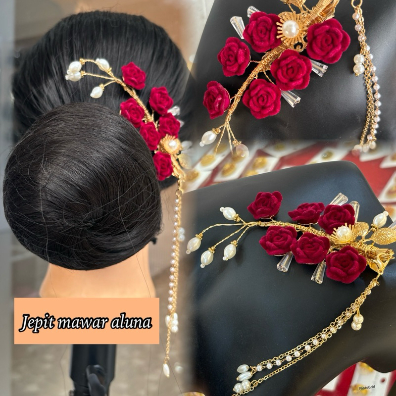 jepit mawar aluna/ jepit rambut/ bunga sanggul