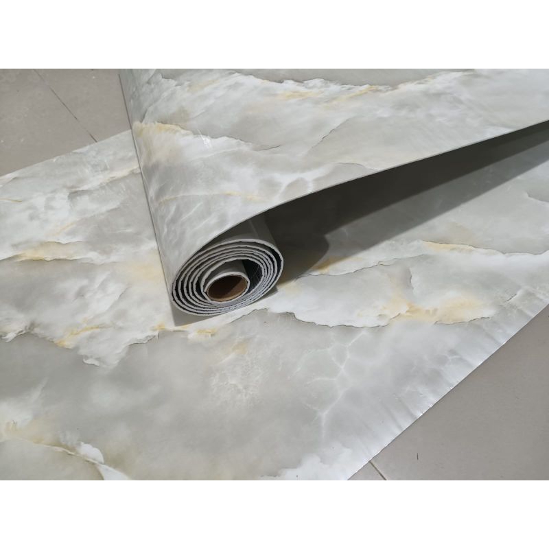 WALLPAPER STICKER DINDING VINYL PVC MARMER GLOSSY BERCAK