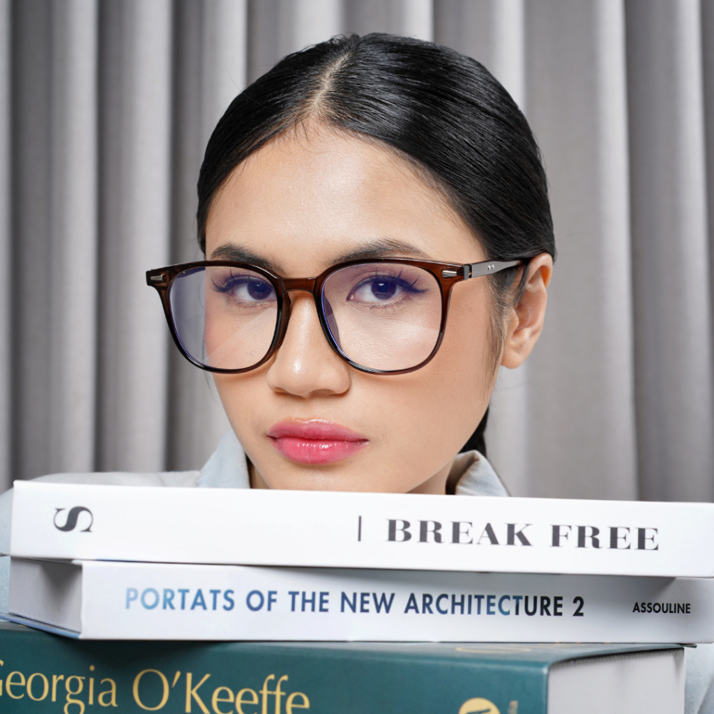 Berkana - TOMOE Frame Kacamata Anti Radiasi Pria Wanita Bahan Acetate Casual Bentuk KOTAK + Lensa mi