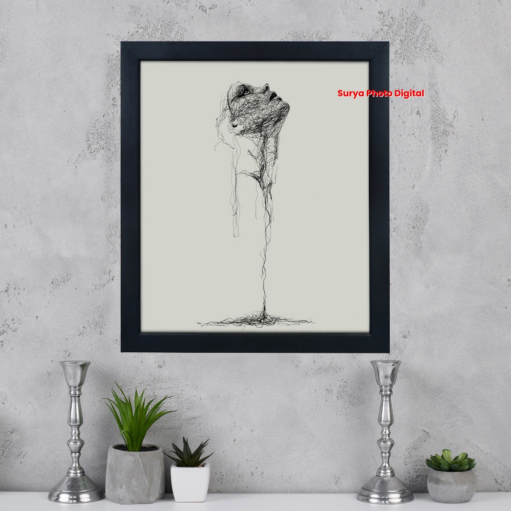 Frame Bingkai Pigura Foto Minimalis Warna Hitam Ukuran 20R (50x60 cm) FREE Cetak Foto dan Laminating