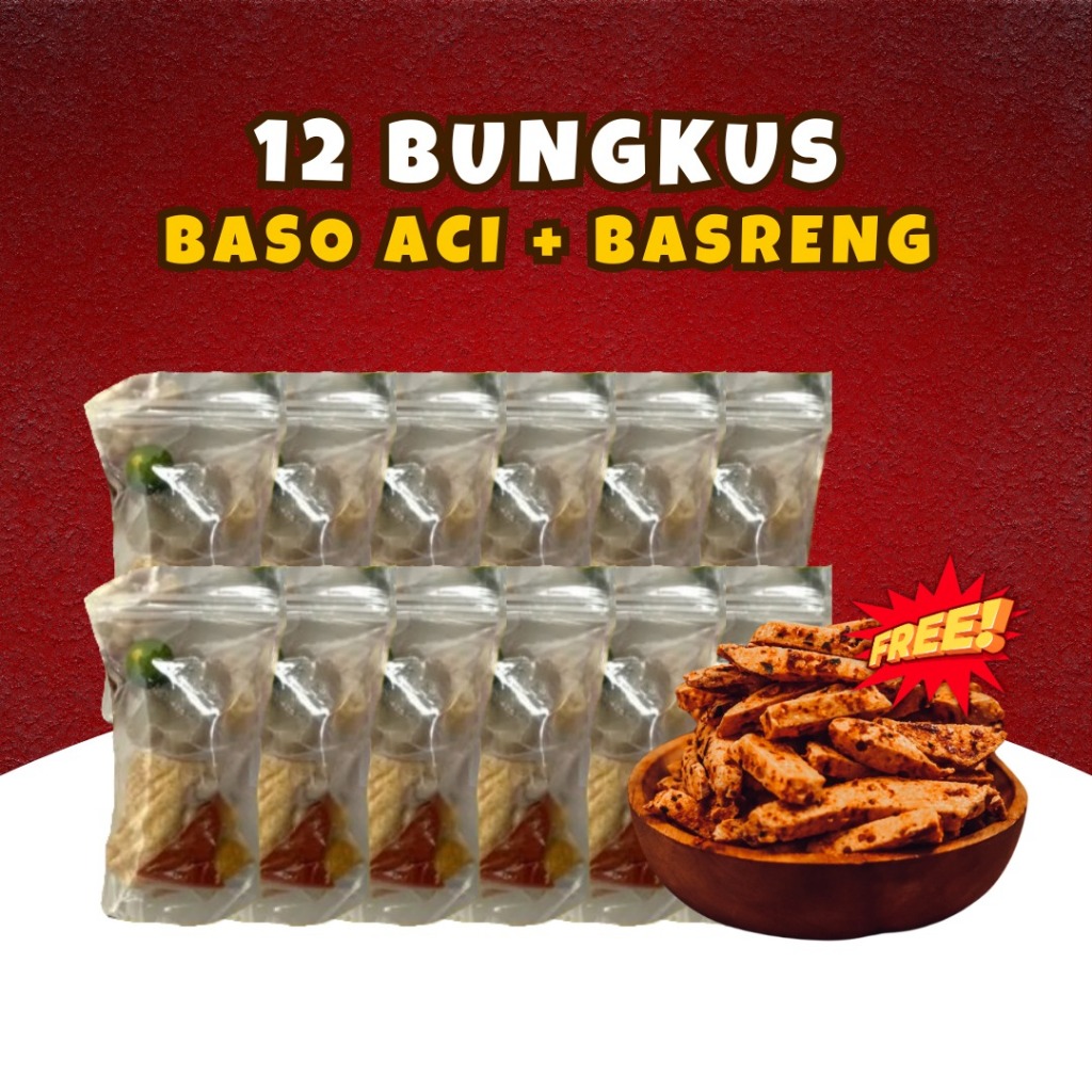 

12 Bungkus Baso Aci + Basreng Hotpot Instan