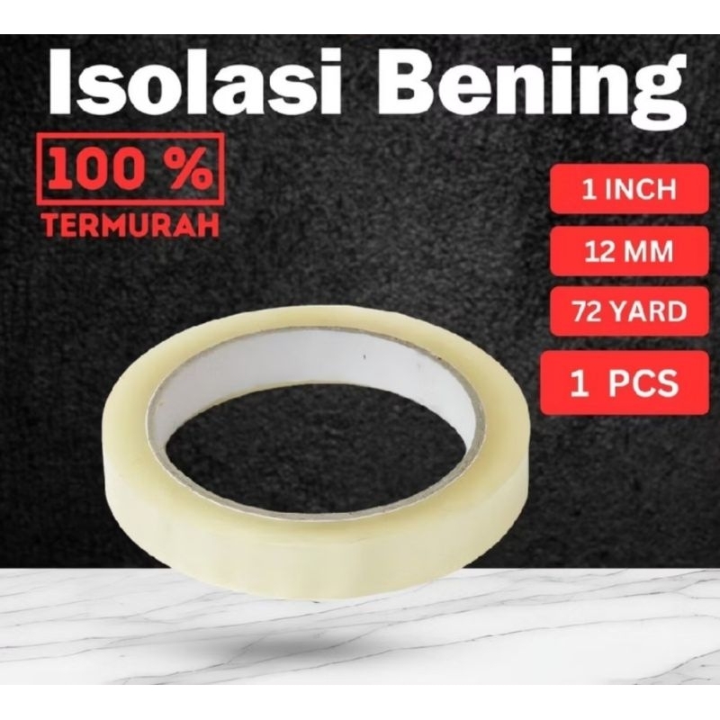 

lakban bening isolasi 12 mm selotip 1/2 inch x 72 yards solasi