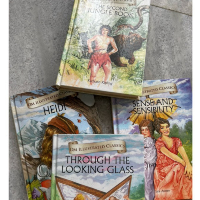 OM Illustrated Classics - Heidi, Sense and Sensibility, Alice Through the Looking Glass, The Jungle 