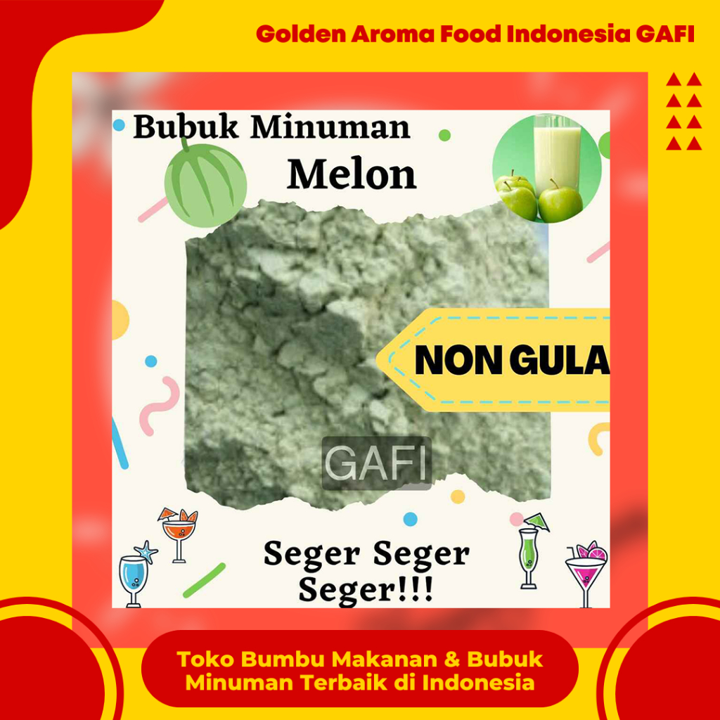 

GAFI Food Bubuk Minuman Rasa Melon NON GULA 1 Kg Enak Murah Halal, Melon SUGAR FREE Drink Powder 1Kg