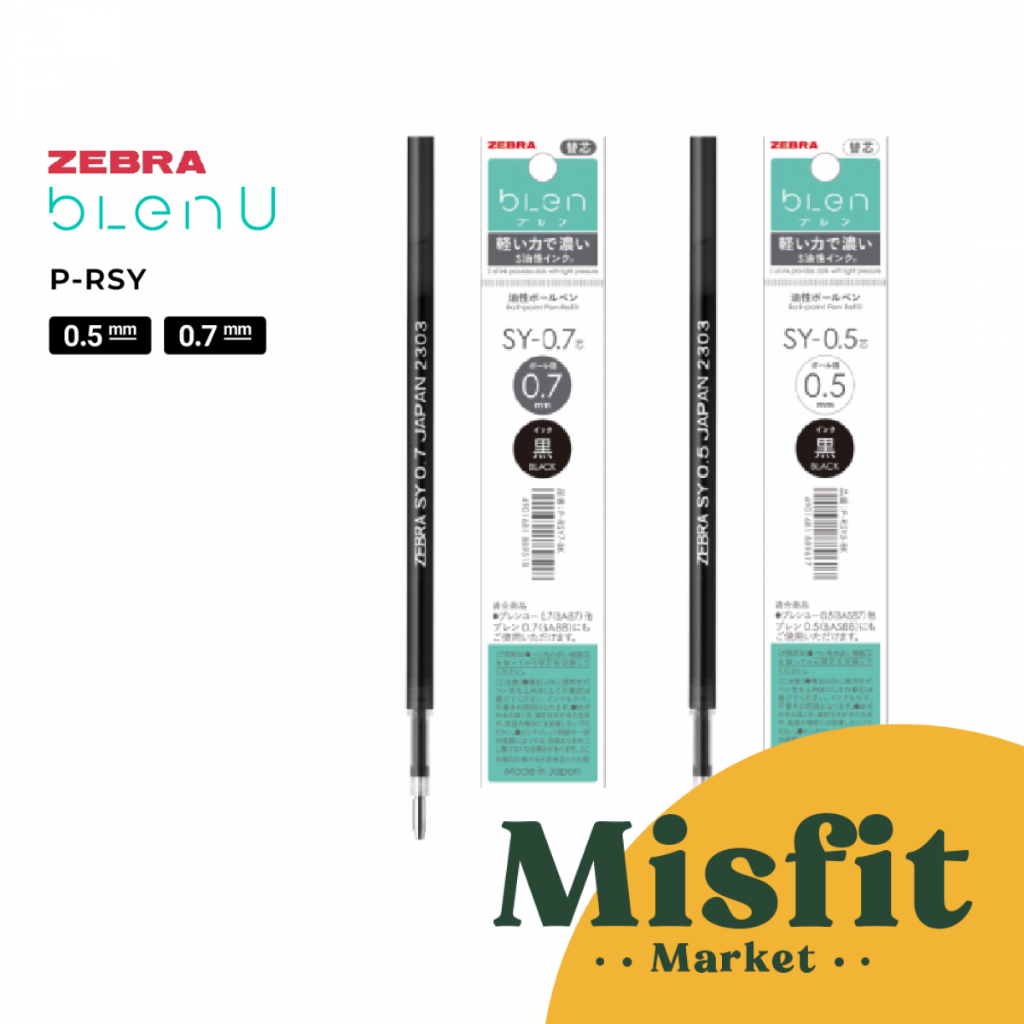 

Zebra SY Series Refill for Blen U Ballpoint Pen 0.5 0.7 mm Isi Ulang Pulpen Tinta Hitam