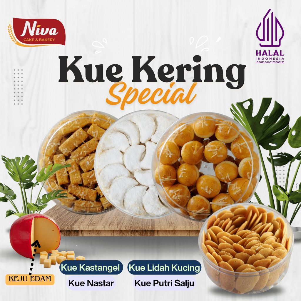 

Kue Kering Special - Kue Nastar, Kue Putri Salju, Kue Kastengel, Kue Lidah Kucing, Isi 500ml, Kue Lebaran Berkualitas Tinggi Dengan Toping Keju Edam Premium