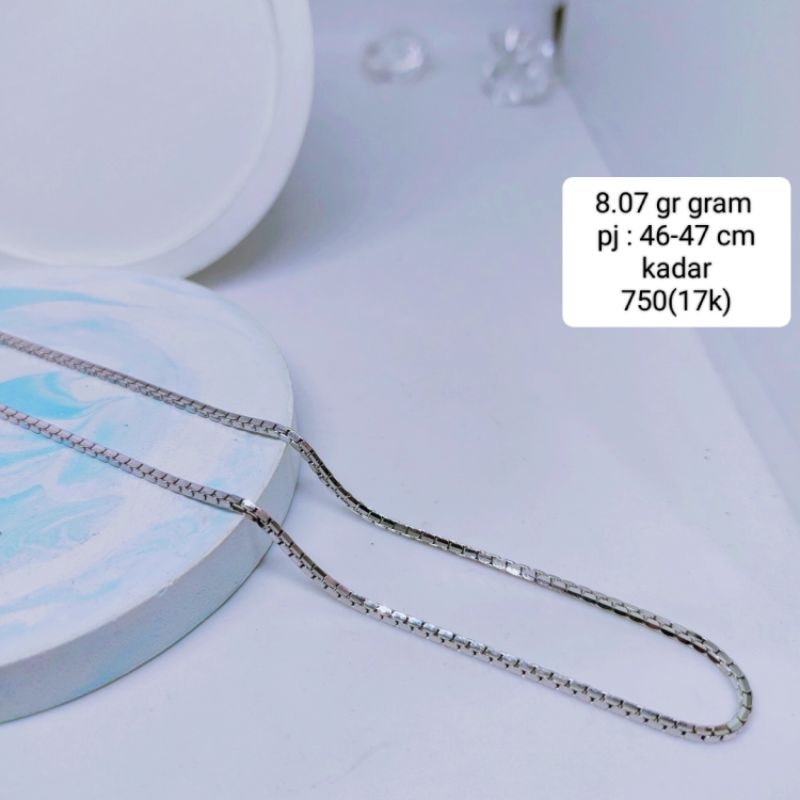 kalung emas putih model Italy Santa emas kadar 750(17k)