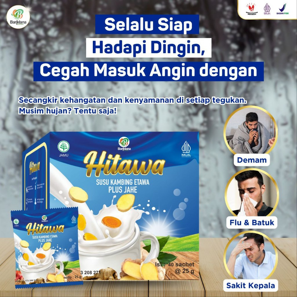 

HITAWA Sachet 1 Box isi 40 sachet Susu Etawa Jahe Baik untuk Nyeri Sendi Asam Urat