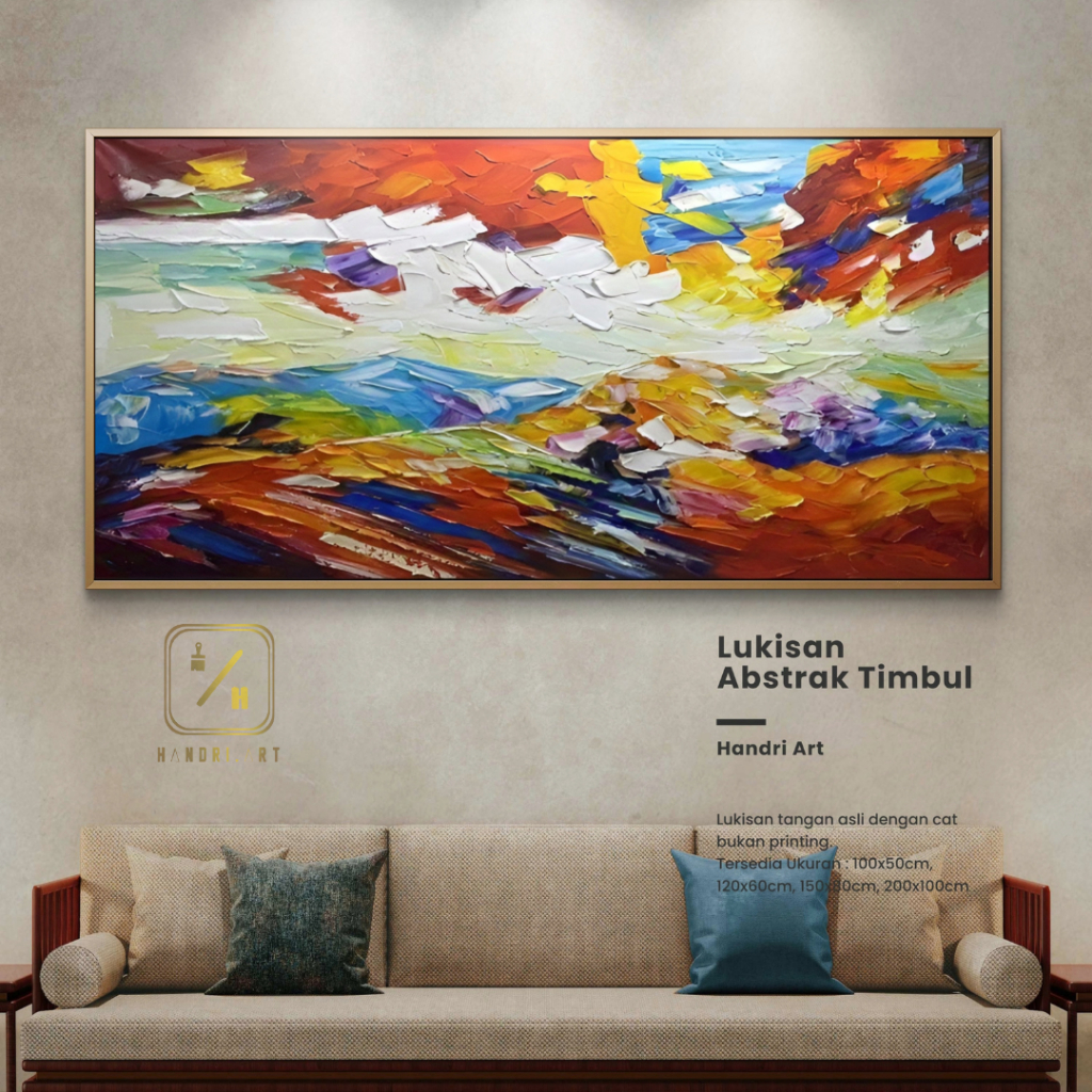 lukisan Colourfull abstrak timbul
