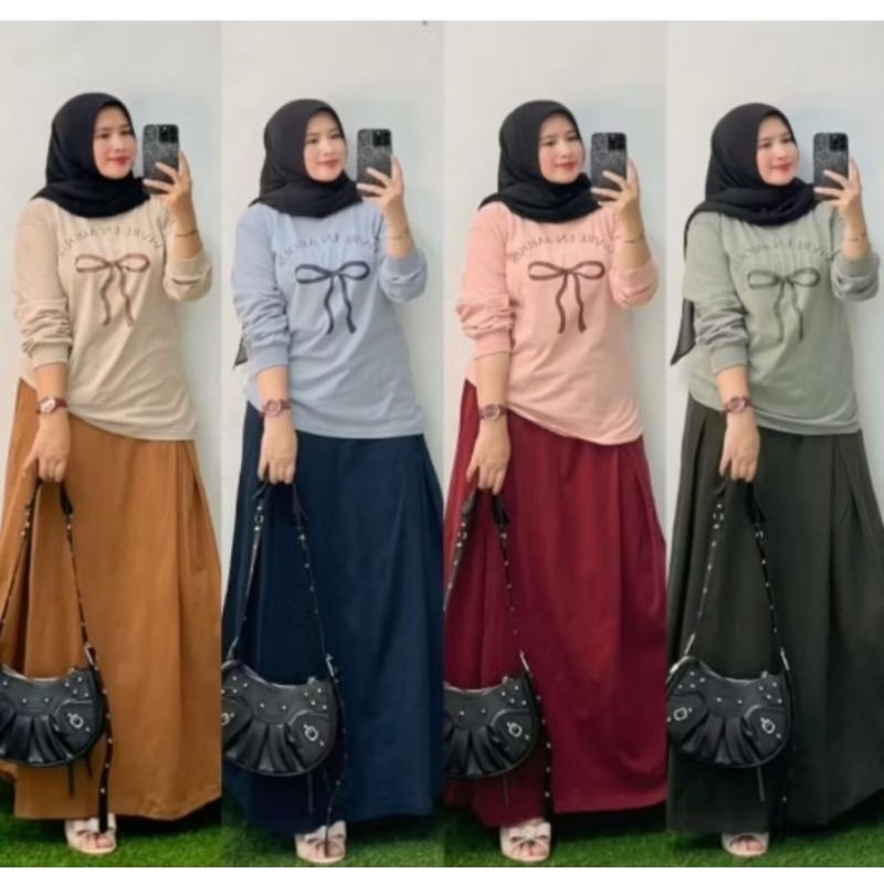 Setelan Rok Combad Jumbo Kekinian Trendy - Setelan Rok Wanita Terbaru