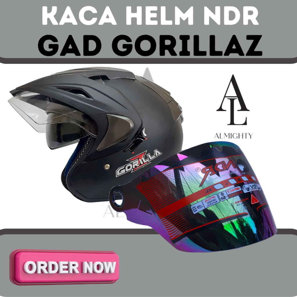 Kaca helm visor GAD GORILLAZ NDR - kaca helm NDR anti silau Dangan proteksi exstra takachi