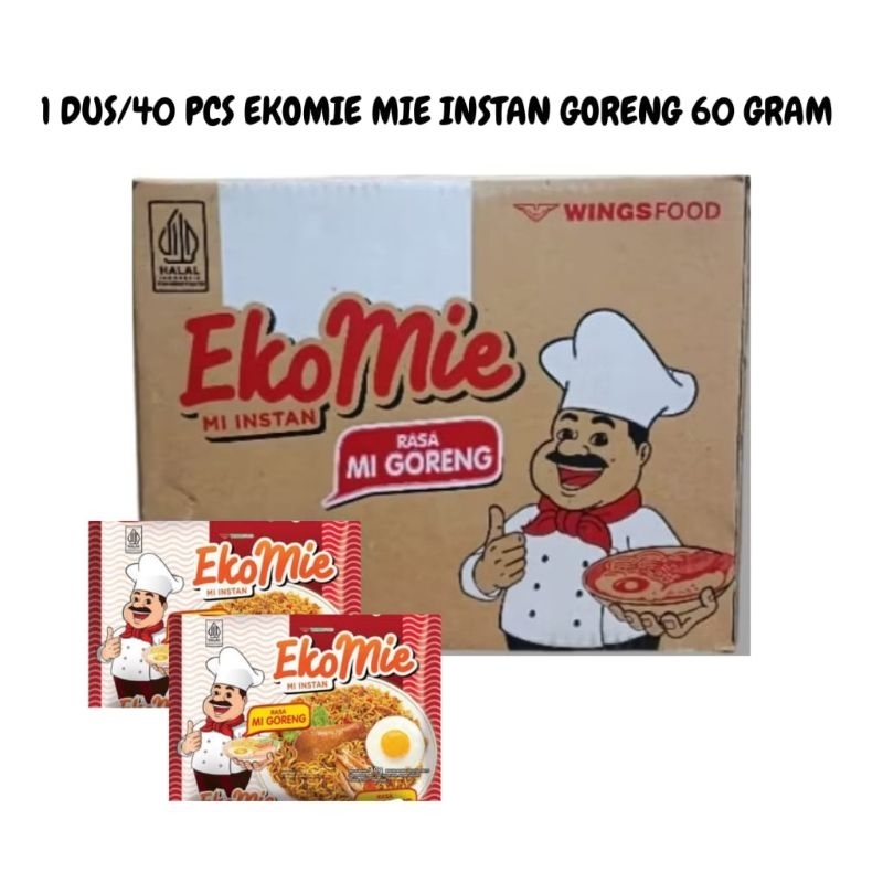 

1 DUS/40 PCS EKOMIE MIE INSTAN RASA GORENG KEMASAN 60 GRAM BY WINGSFOOD TStore