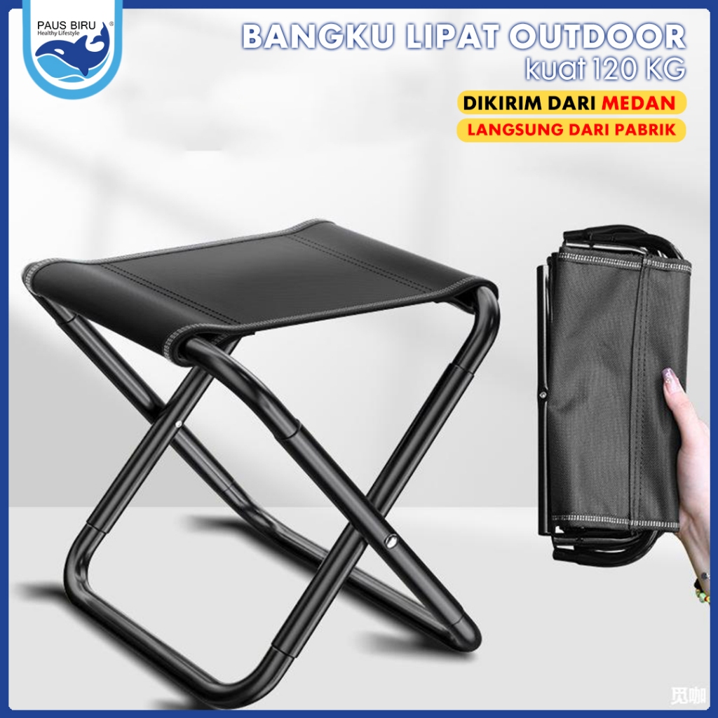Paus Biru - Mini Bangku Lipat Kursi Lipat Kecil Dan Portable Kursi Lipat Outdoor Kursi Lipat Beban