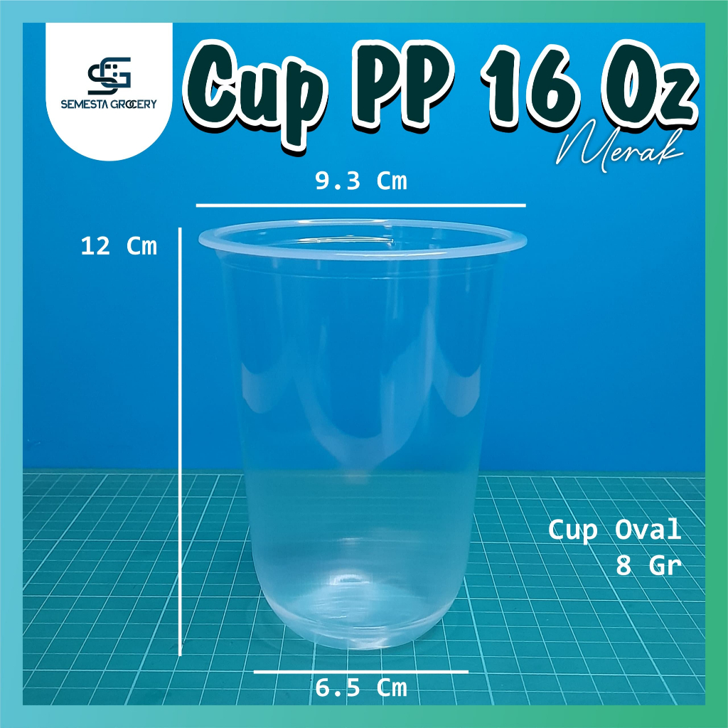Gelas Plastik Cup 16 oz Oval Merak 8gr