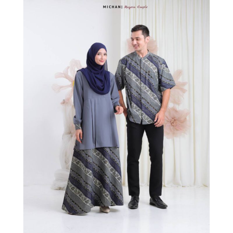 SARIMBIT COUPLE MAYESA BATIK DENIM MICHAN GAMIS KEMEJA DEWASA