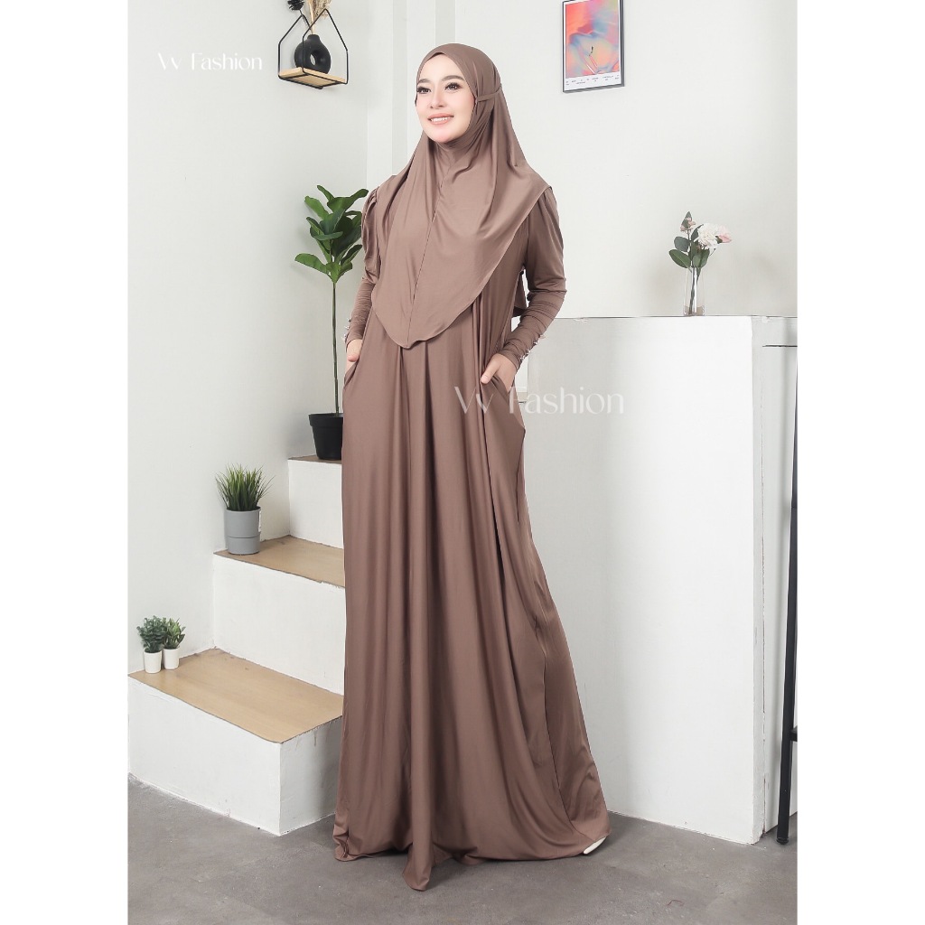 Yumna Abaya | Abaya Syar'i | Set Hijab Gamis | Abaya Jersy Syar'i