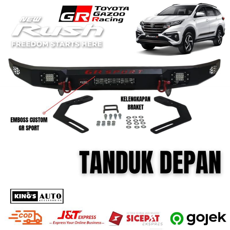 Tanduk Depan Besi Pengaman Bumper Depan Model Custom Emboss Rush 2018 - 2025 GR SPORT