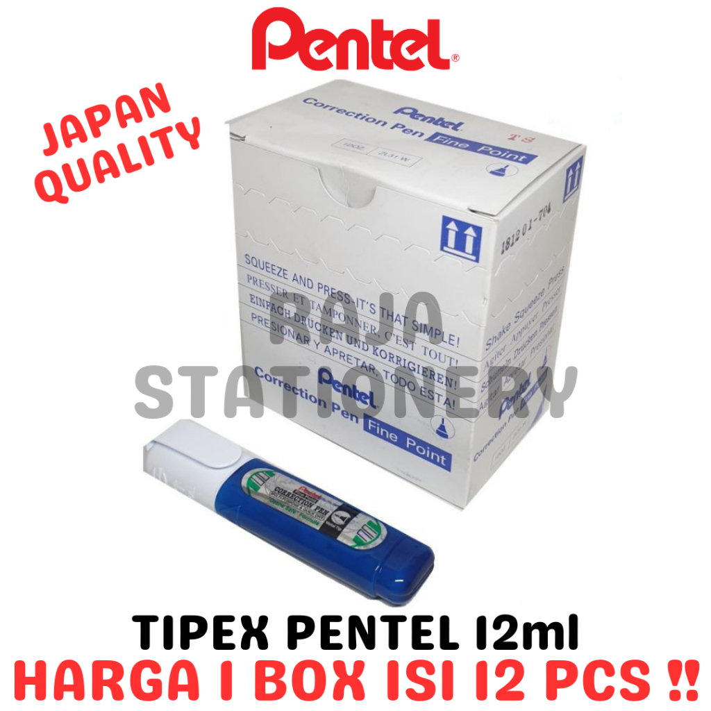 PENTEL CORRECTION FLUID 12ML TIPEX CAIR PENTEL TIP EX ZL-31W BOX [12PCS]