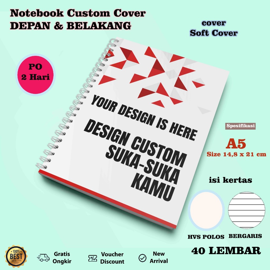 

Notes/Notebook Custom A5 Spiral isi 40 lbr polos/garis