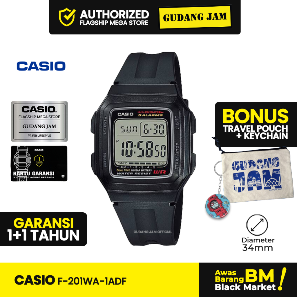 Jam Tangan Casio General F-201WA-1ADF F-201WA F-201 F201WA F201