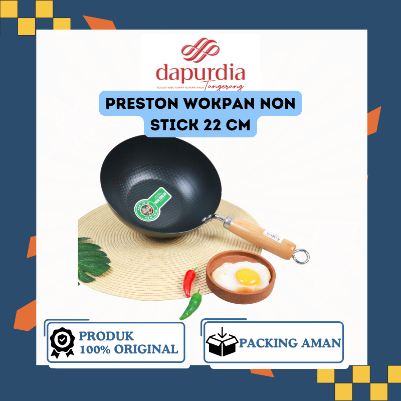 Preston WokPan Non Stick 22/25/26/28/30 Cm - WokPan Preimum Anti Lengket Anti Gores - DTG