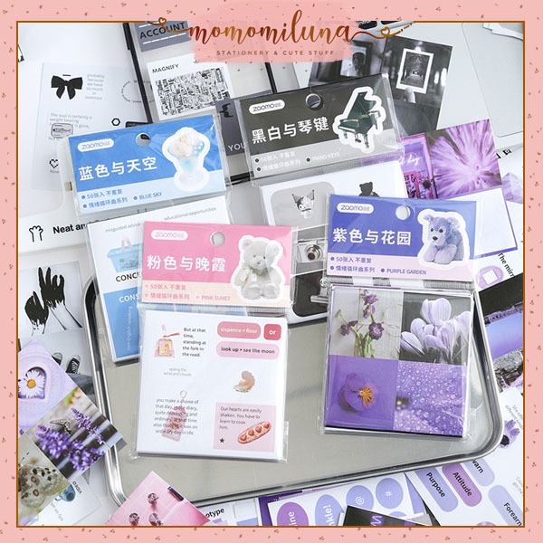 1 set isi 50 lembar sticker grid deco artistic diy deco stiker jurnal aesthetic journaling HB1852