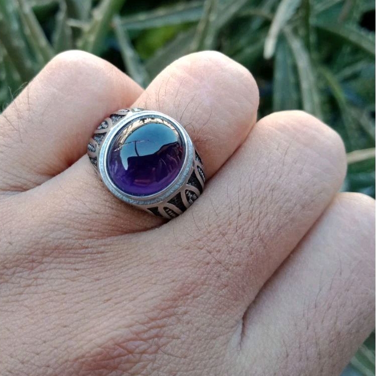 Cincin batu kecubung kalimantan natural