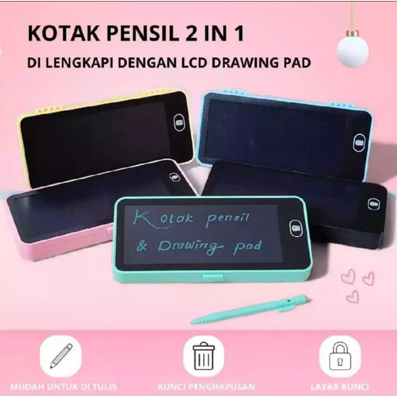 

KOTAK PENSIL ANAK 2 IN 1 BESAR LCD DRAWING KARAKTER KALKULATOR PAD free BOX