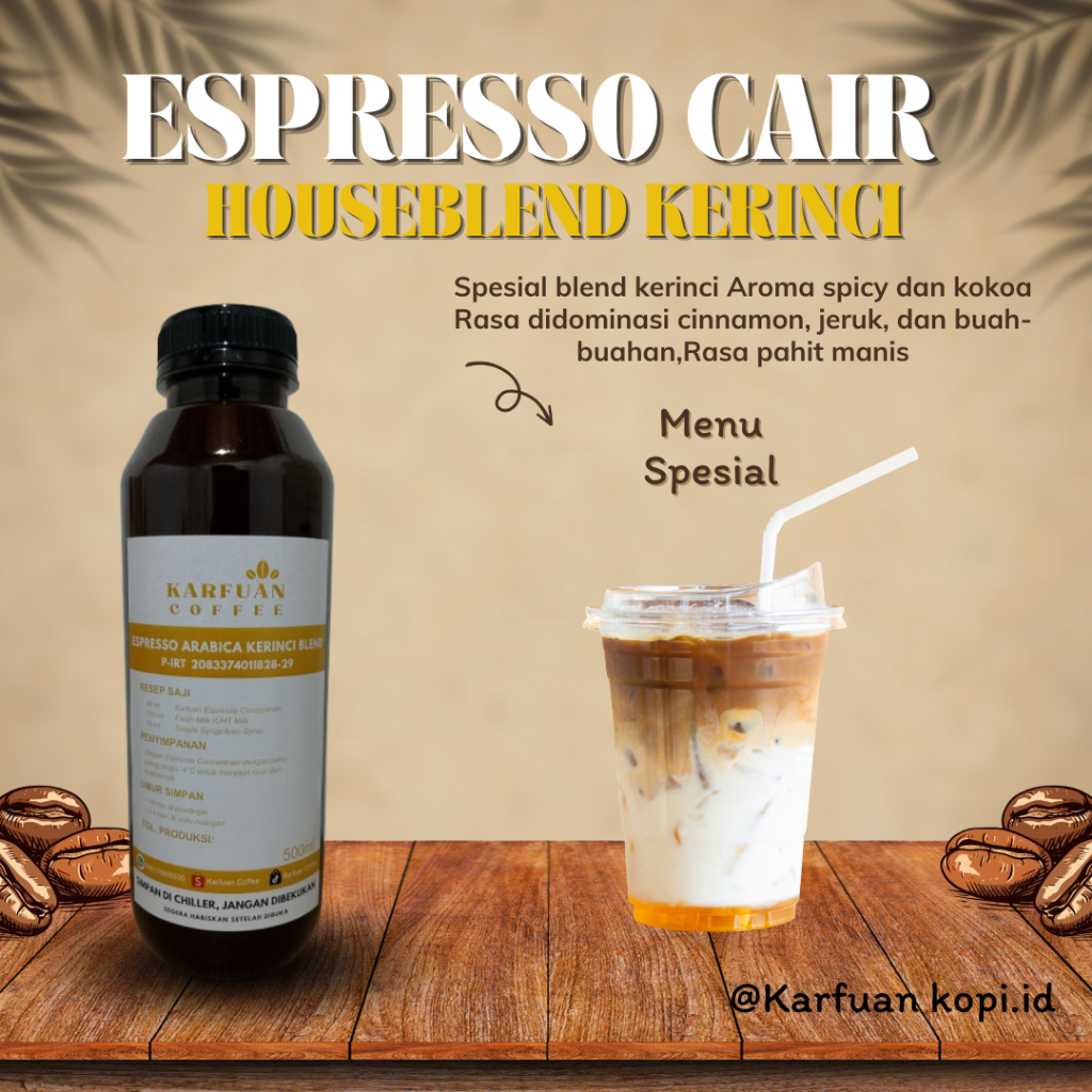 

Karfuan Coffee Espresso Cair Konsentrat Houseblend Kerinci / Espresso kopi cair 1000 ml