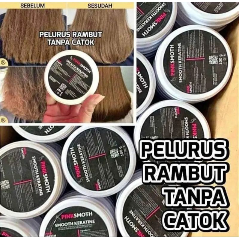pink smooth keratin pelurus rambut tanpa catok