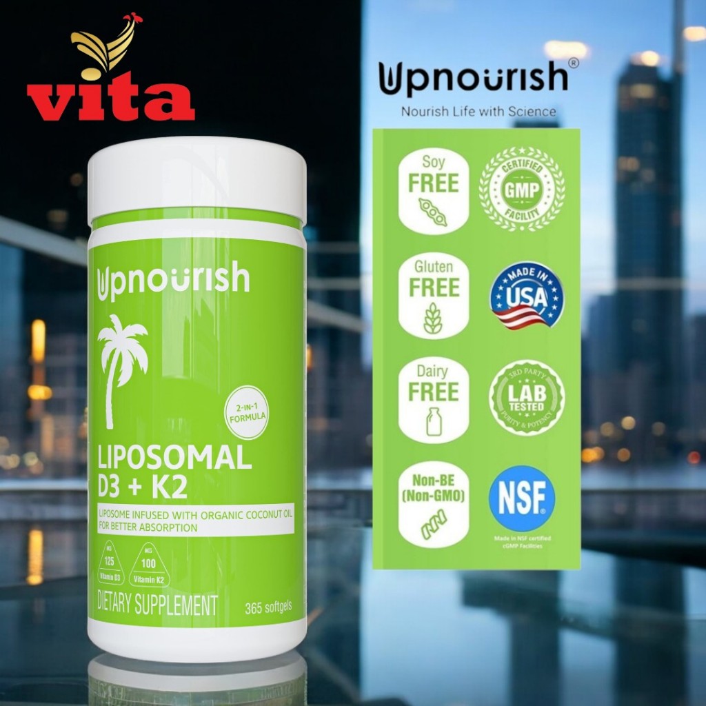Upnourish Liposomal Vitamin D3 K2 MK7 180/365 Softgel