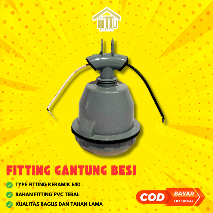 FITTING GANTUNG KERAMIK WD E-40 / LAMPU JALAN OUTDOOR GUDANG E-40 BESI / FITTING LAMPU GANTUNG KERAM