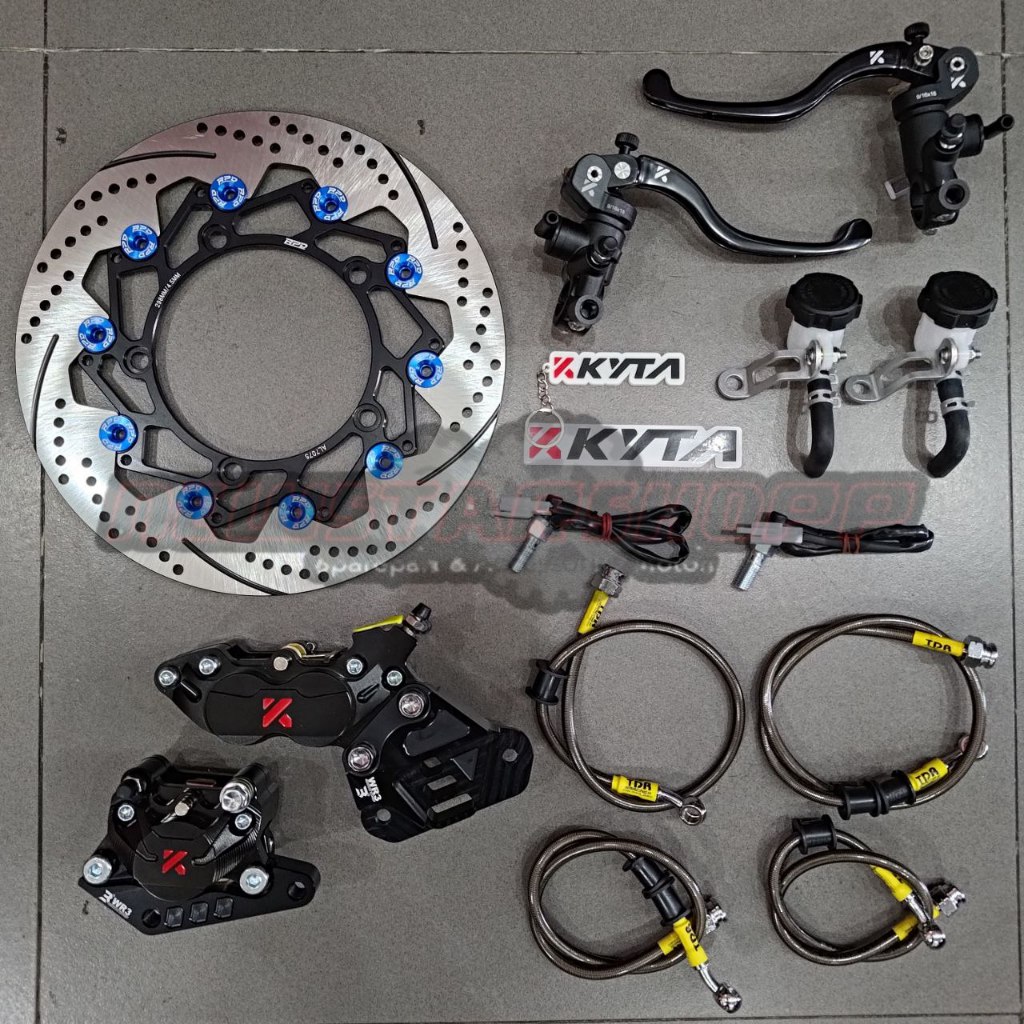 Paketan Master Rem KTC Kyta kytaco Full set 7nb Kanan kiri Radial + Kaliper Depan 4 piston 4p Breket