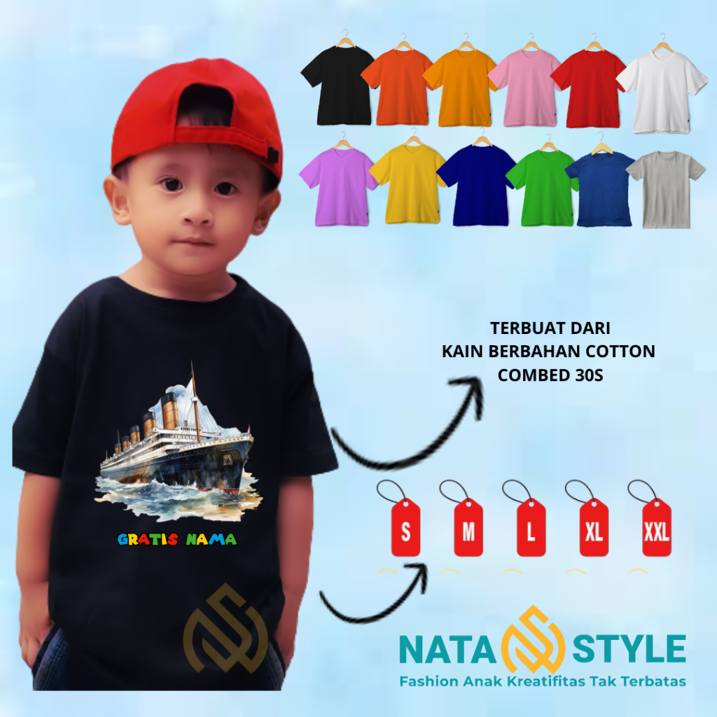 Kaos Anak Pendek Custom Titanic Free Nama