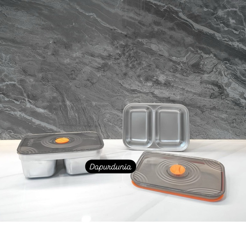 Food pan stainless tutup kedap ( 1200ml / 1500ml / sekat-2 )