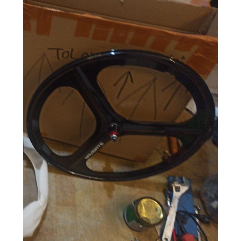 velg depan fixie trispoke navigate hitam glosy rare item non denos non aerospoke