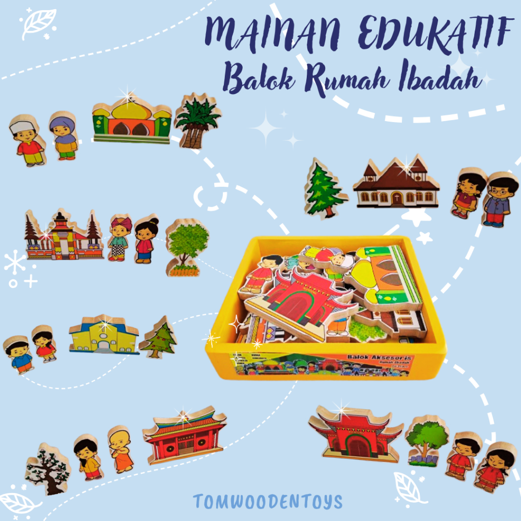 Mainan Edukatif Balok Rumah Ibadah Mainan Anak TK PAUD Toys